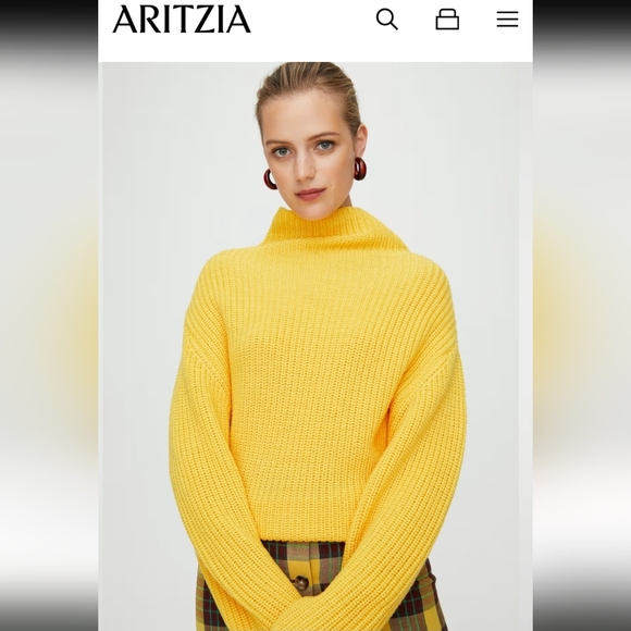 Aritzia Wilfred Montpellier Wool Turtleneck Sweater Mustard Yellow Size Small - Picture 8 of 16